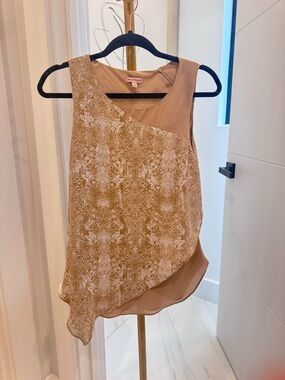Juicy Couture Tan and Pink Label Suede-Look Top
